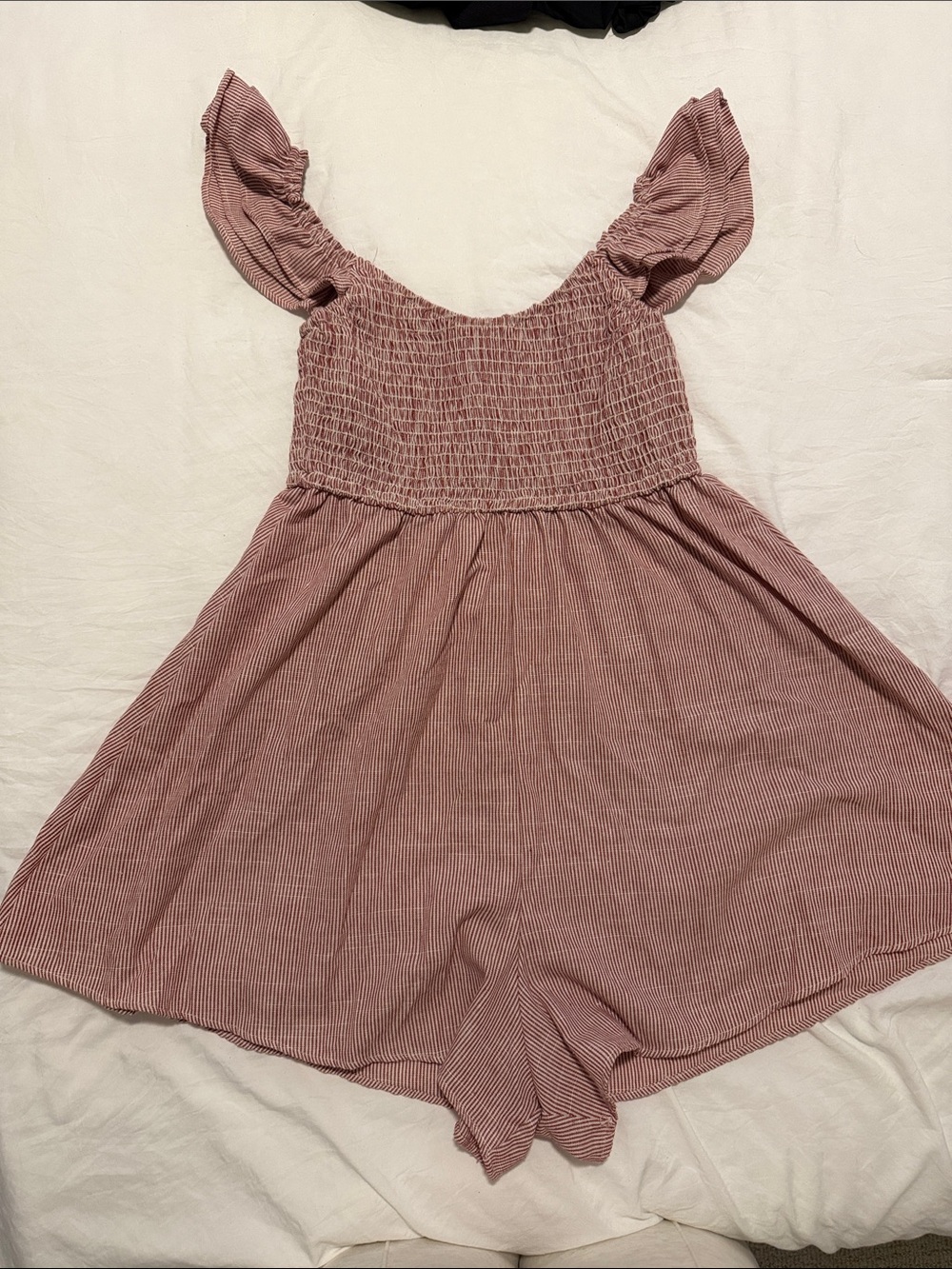 Women’s Ruffled Sleeve Smocked Romper Dress in Dusty Rose